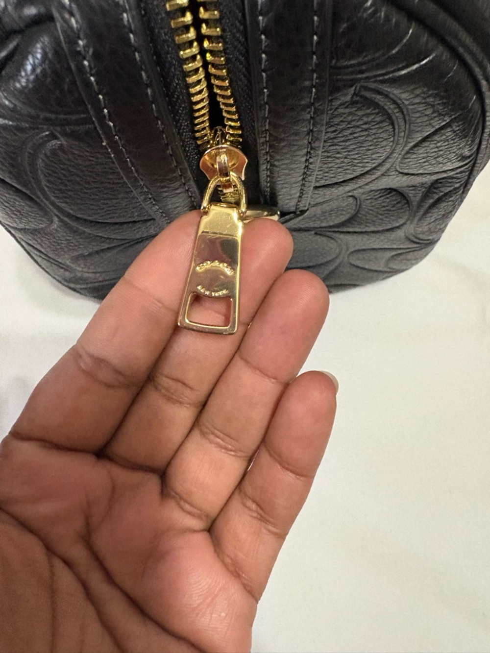 Coach Black Embossed Signature Leather Satchel with Gold HardwareLarge Rowan - Picture 2 of 6